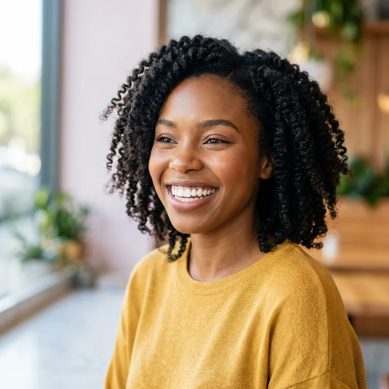Dental implant patient confident smile after treatment